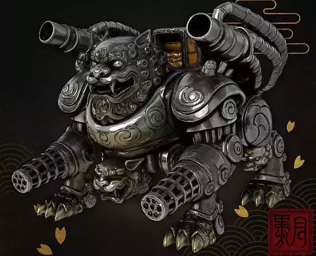 Komainu Mech Guardian Beast Robot Highpoly Game Sculpt