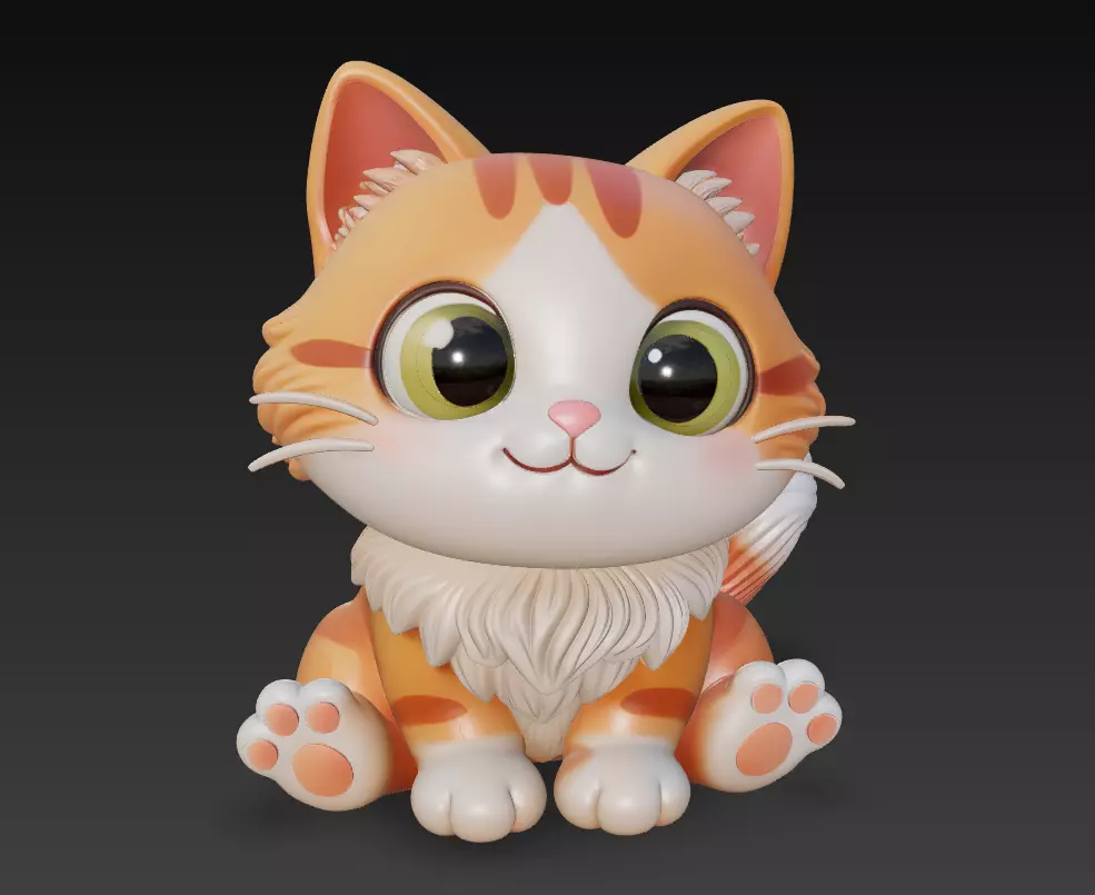 Adorable Orange Kitten - Cute Stylized Cat 3D Model 3D print model