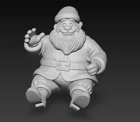 Happy Santa Claus - Stylized Sitting Christmas 3D Print Model