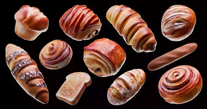 Stylized Bakery Pack  11 Detailed Pastry Models