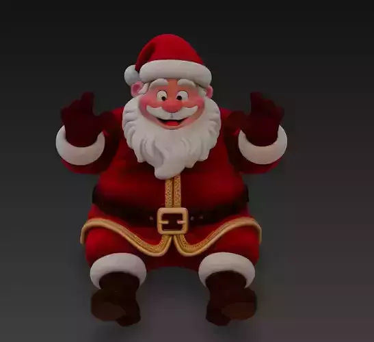 Jolly Sitting Santa - Christmas Holiday Character 3D Model