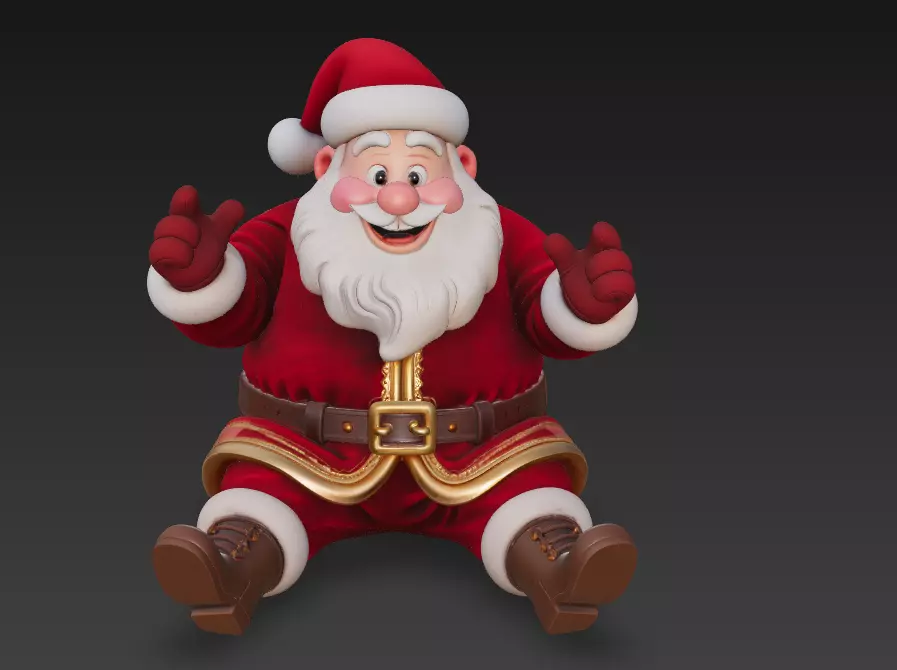 Cheerful Sitting Santa - Christmas Character 3D Model 3D print model