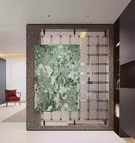 Modern Minimal Lounge with Abstract Art Wall