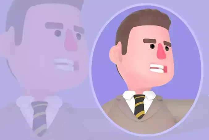 Stylized 3D Angry Lawyer Character - Pointing Argument Pose