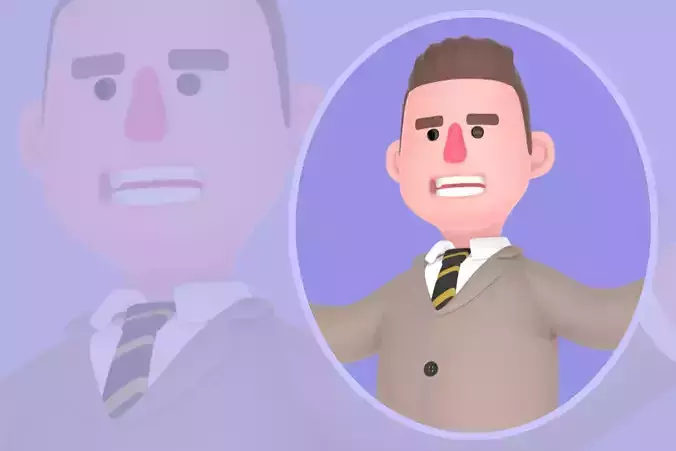 Stylized 3D Male Lawyer Character - Cartoon Attorney