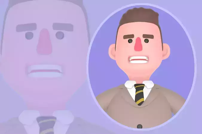 Stylized 3D Male Lawyer Character - Serious Attorney Pose