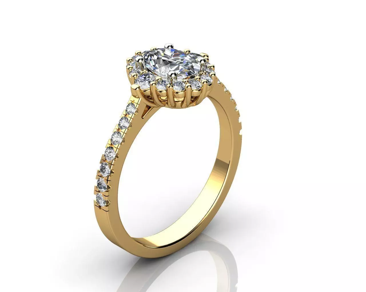 Oval Halo Diamond Engagement Ring 3D print model