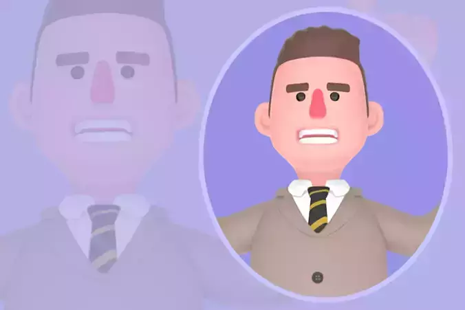 Stylized 3D Male Lawyer - Energetic Attorney Rock Gesture