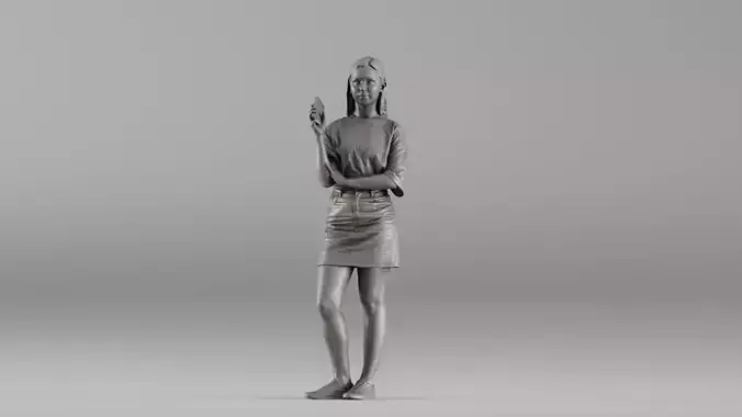 S00042 Standing Woman Holding Smartphone 3dp