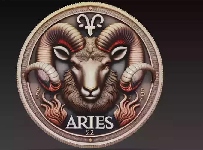 Aries Zodiac Relief - Fire Ram Celestial Sculpture