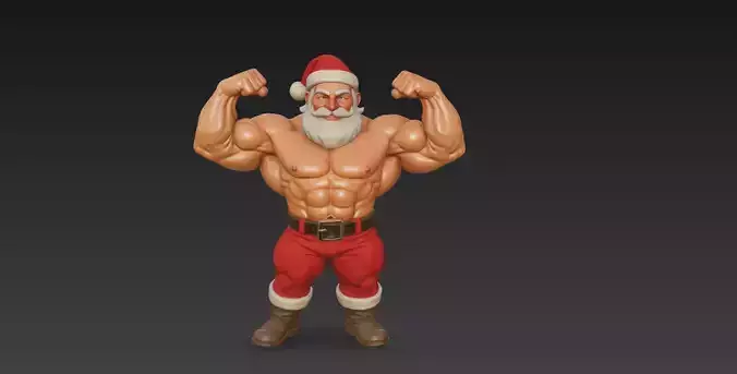 Muscular Santa Claus 3D Character Stylized Bodybuilder Model