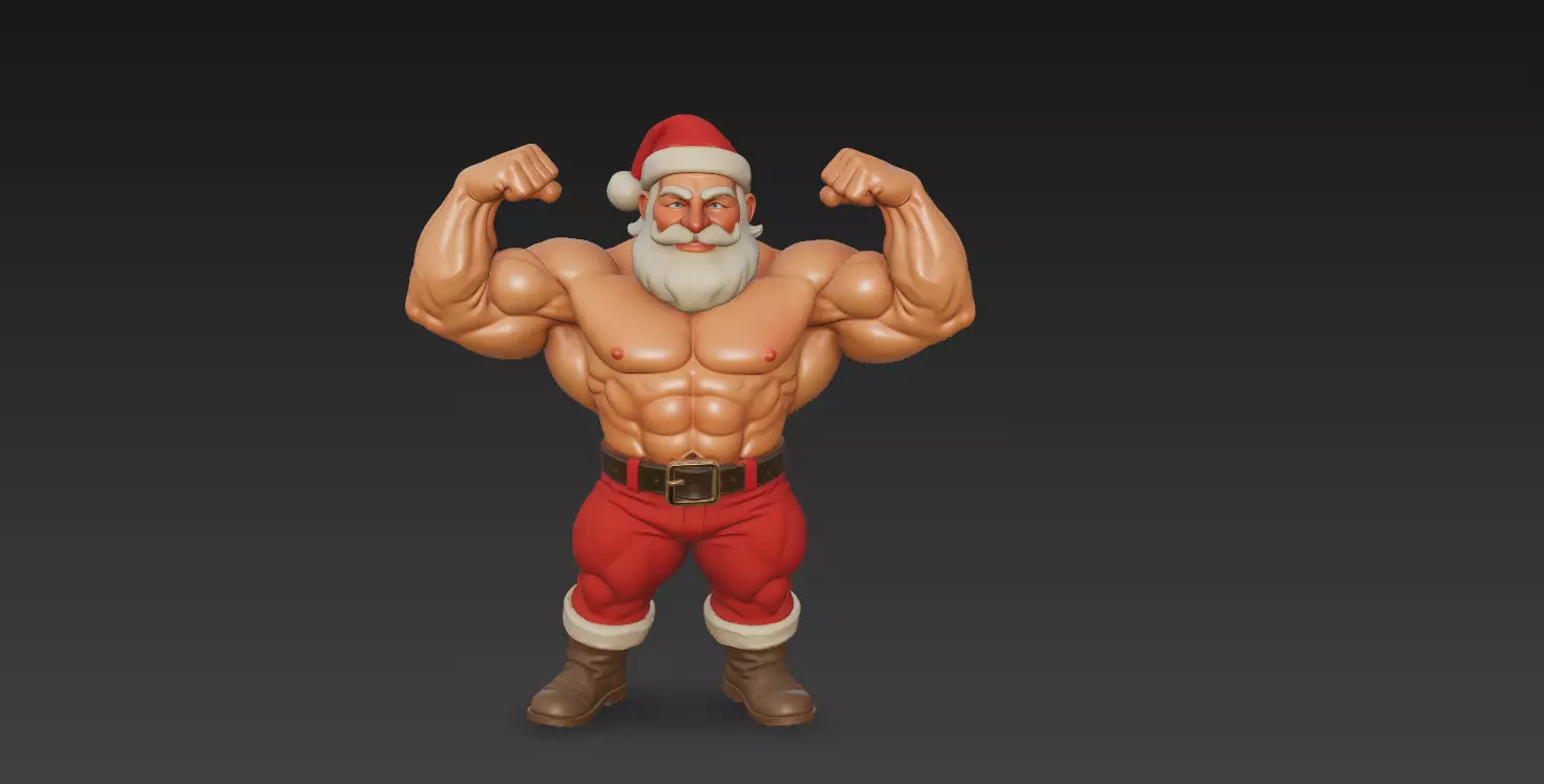 3D model Muscular Santa Claus 3D Character Stylized Bodybuilder Model ...