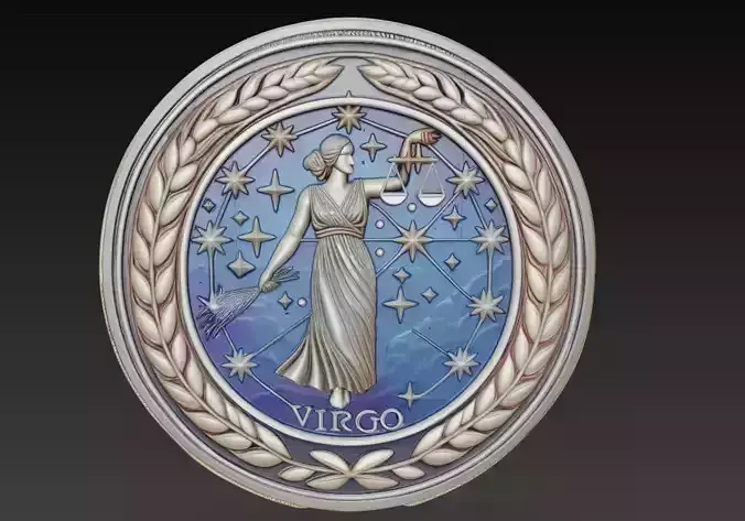 Virgo Zodiac Relief - Celestial Maiden 3D Wall Sculpture
