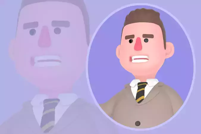 Stylized Angry 3D Lawyer Character - Cartoon Attorney