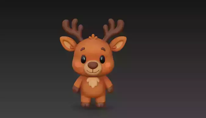 Cute Stylized Reindeer 3D Character  Christmas Animal Model
