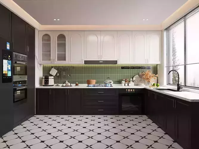 Modern Classic U-Shaped Kitchen with Appliances