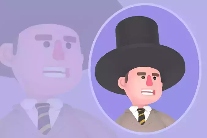 Stylized 3D Lawyer Presenting with Colorful Stick - Cartoon