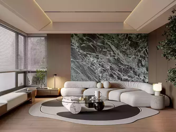 Contemporary Living Lounge 3D model
