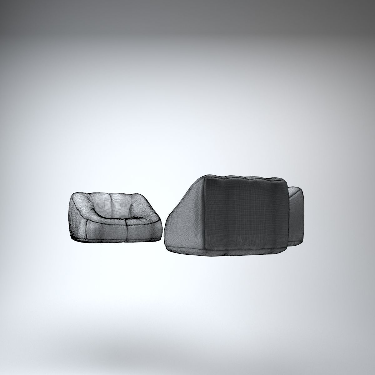 Leather Living Room Furniture Set 3D model_9