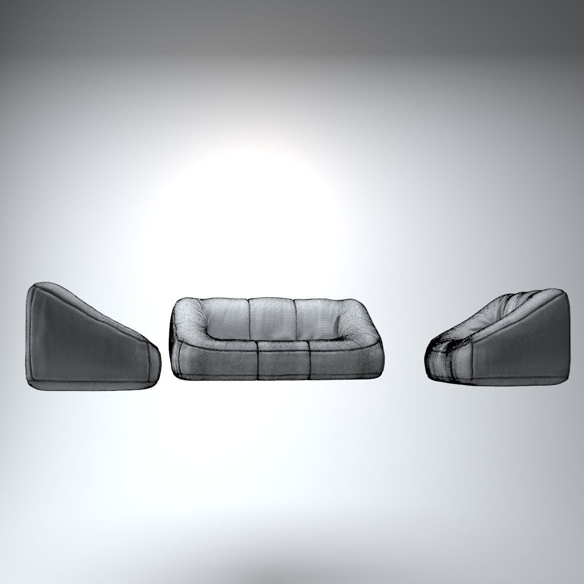 Leather Living Room Furniture Set 3D model_6