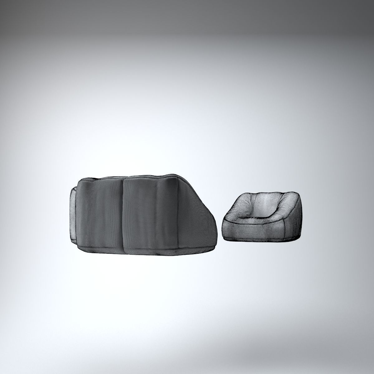 Leather Living Room Furniture Set 3D model_7