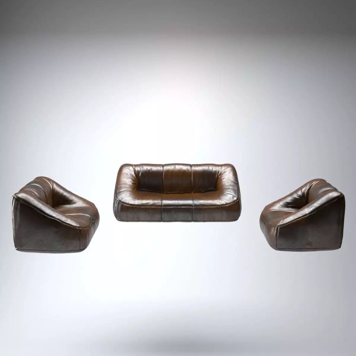 Leather Living Room Furniture Set 3D model_0