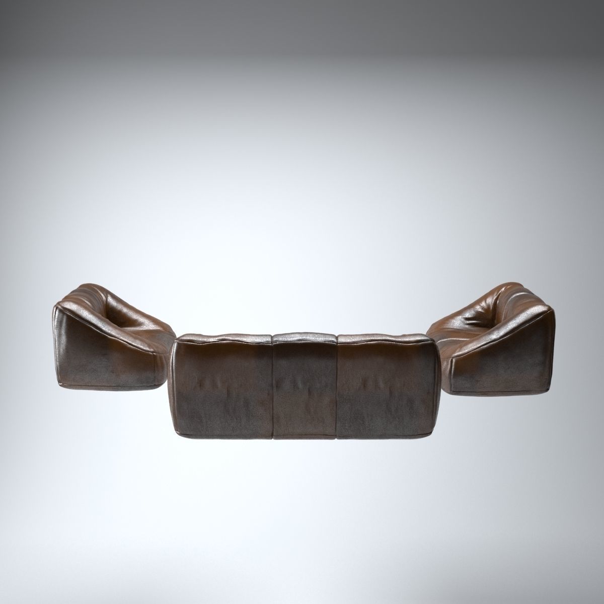 Leather Living Room Furniture Set 3D model_3