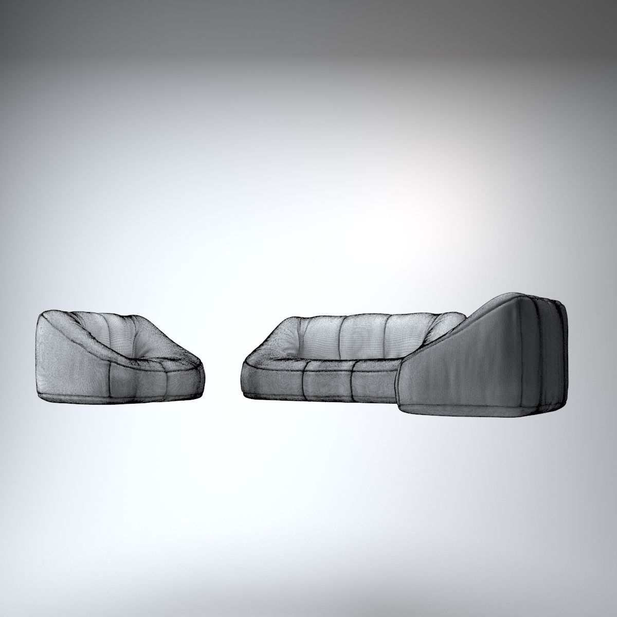 Leather Living Room Furniture Set 3D model_10