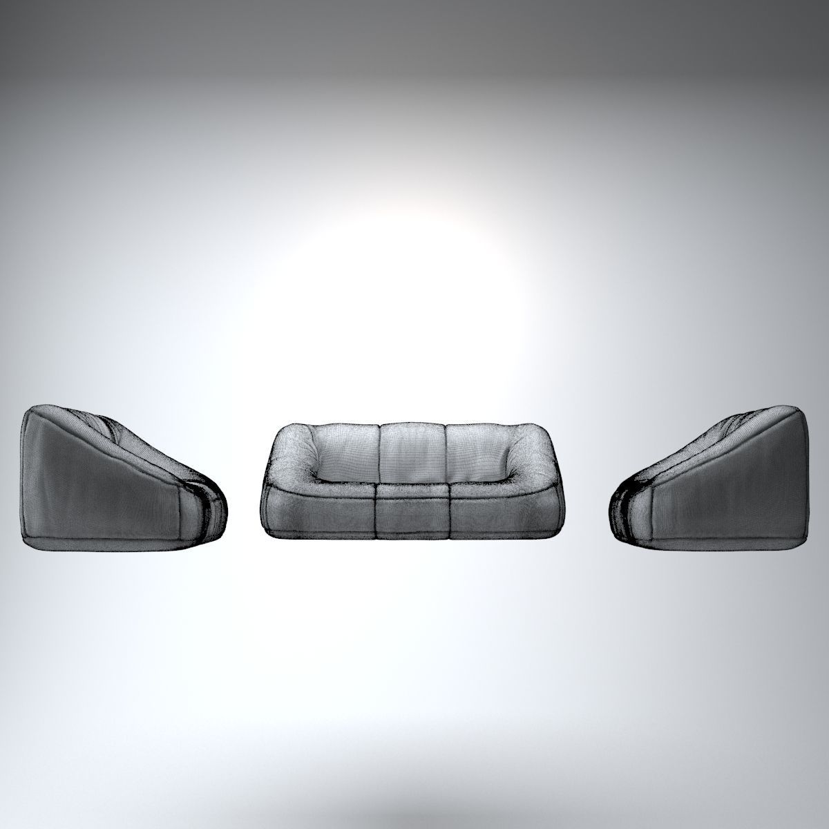 Leather Living Room Furniture Set 3D model_8