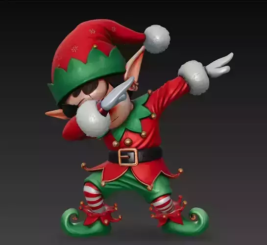 Dabbing Christmas Elf - Funny Holiday Character 3D Model