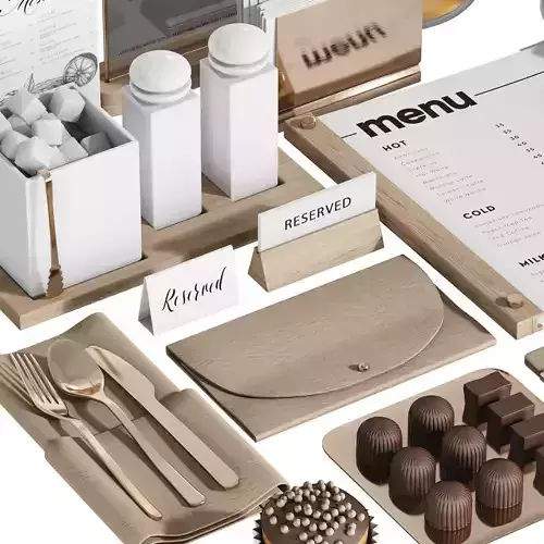 Cafe restaurant and cafeteria serving set 5   3D model 6