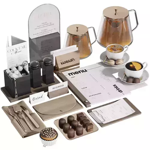 Cafe restaurant and cafeteria serving set 5   3D model 3