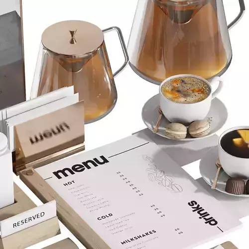 Cafe restaurant and cafeteria serving set 5   3D model 5