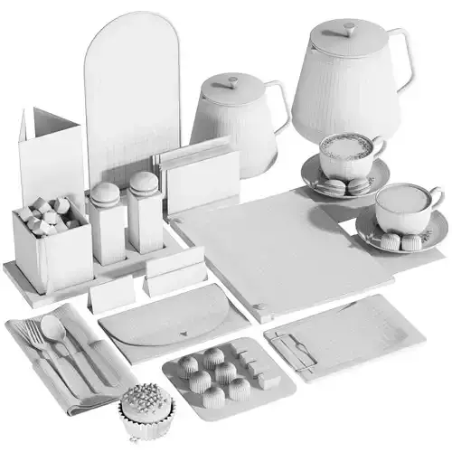 Cafe restaurant and cafeteria serving set 5   3D model 7