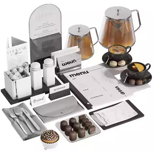 Cafe restaurant and cafeteria serving set 5   3D model 2