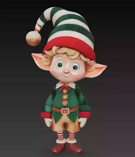 Christmas Elf - Stylized Holiday Helper Character 3D Model