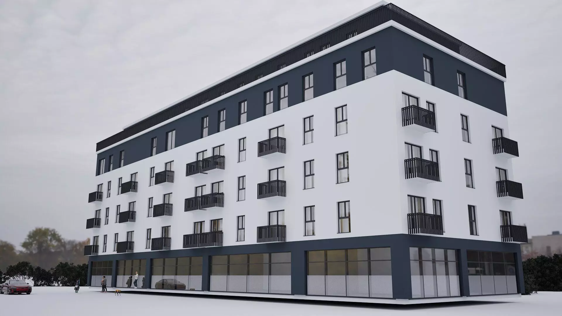 Modern Residential and Commercial Building 3D model