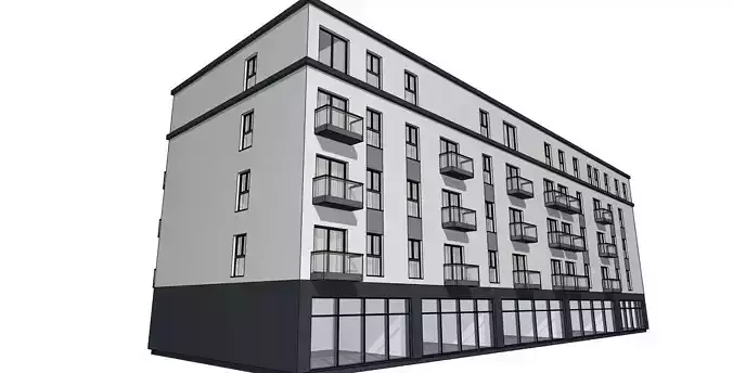 Modern Mixed Use Apartment Building  Retail  and Residential 3D model 7
