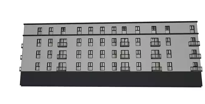 Modern Mixed Use Apartment Building  Retail  and Residential 3D model 5