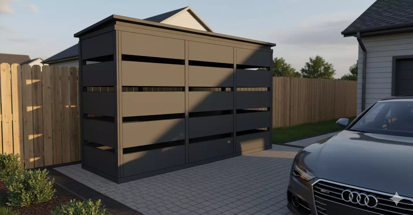 Modular Outdoor Trash Bin Shelter 3D model