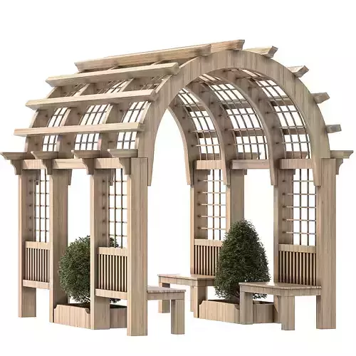 Wooden Garden Arbor 03