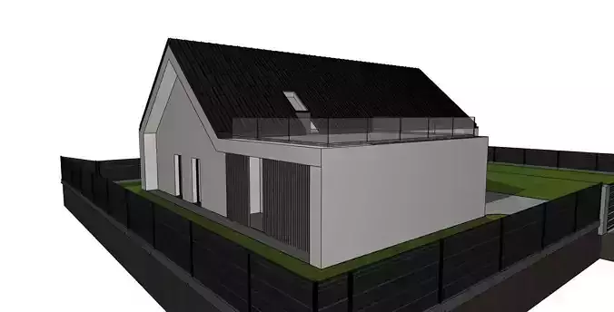 Modern Single Storey House with Garage 3D Model 3D model 5