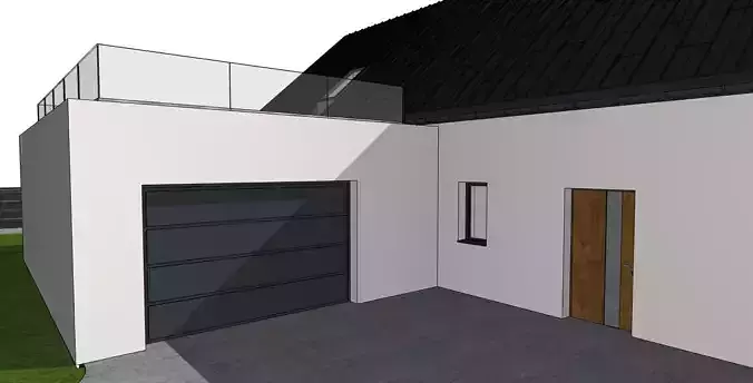 Modern Single Storey House with Garage 3D Model 3D model 6