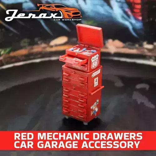 Red Mechanic Drawers Car Garage Accessory For Diorama