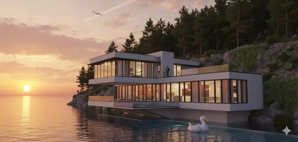striking ultra modern cliffside residence designed 3D model