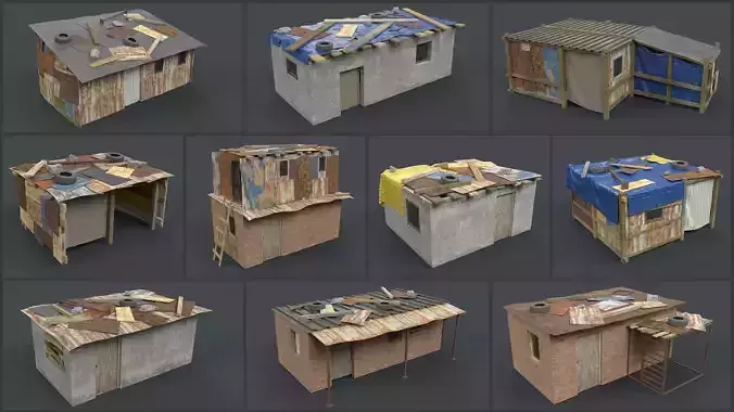Lowpoly Shacks Collection