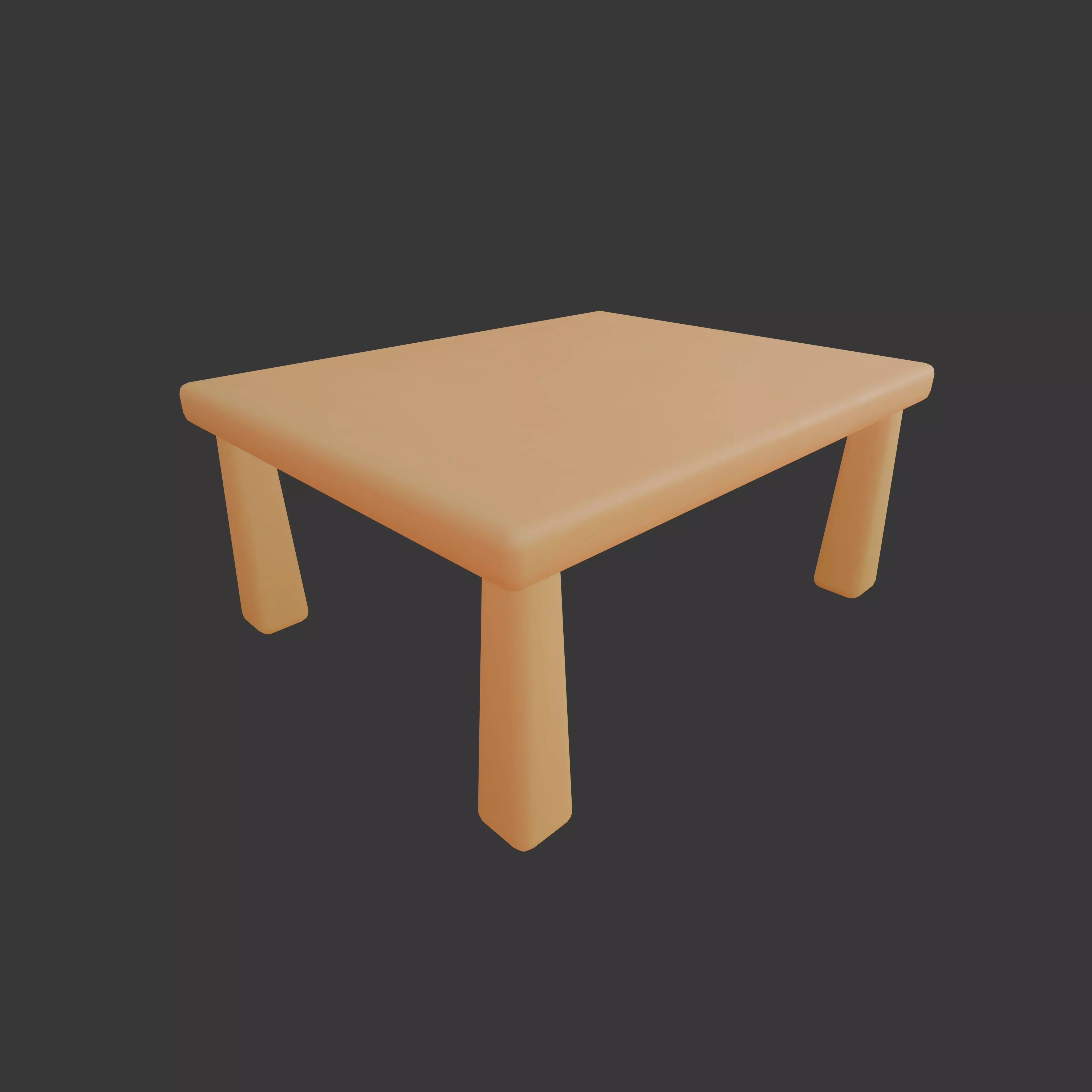 Cute Stylized Square Table Minimalist 3D Furniture Model Low-poly 3D model