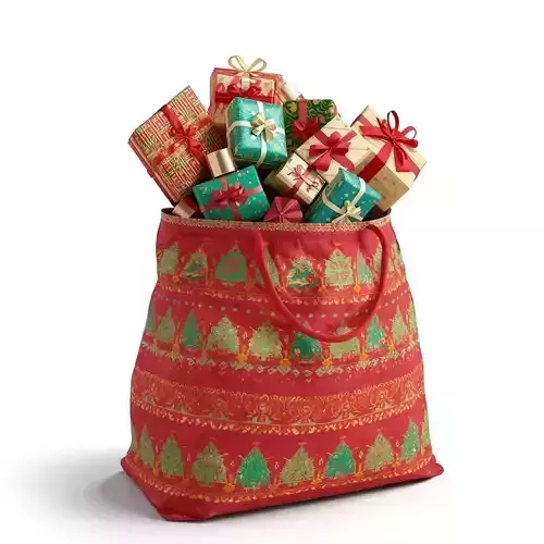 Santa Claus Christmas Gift Bag and Presents 3D Model
