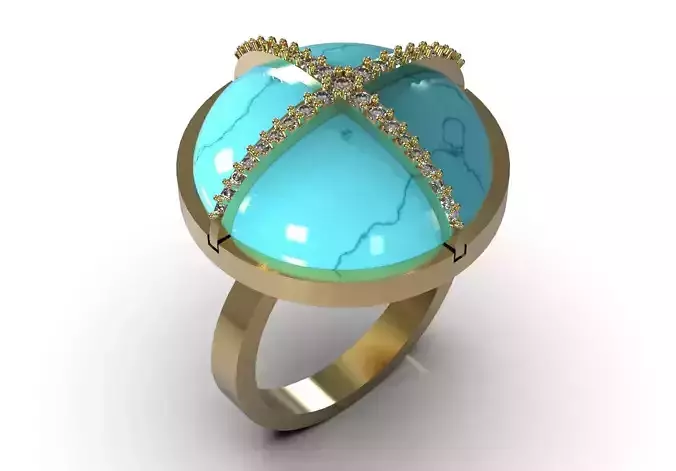 Gemstone luxury stl 3d printable jewelry ring model jr00303