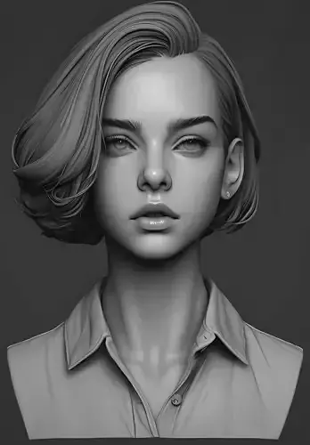 Original woman facial head sculpture details character design